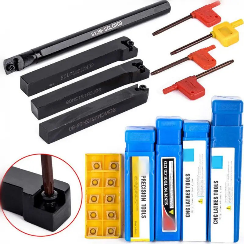 4pcs Lathe Turning Tool Holder Set + 10pcs Carbide Insert Blades + 4pcs Wrench for Metal Lathe Turning Tool Machine Tool Sets
4pcs Lathe Turning Tool Holder Set + 10pcs Carbide Insert Blades + 4pcs Wrench for Metal Lathe Turning Tool Machine Tool Sets