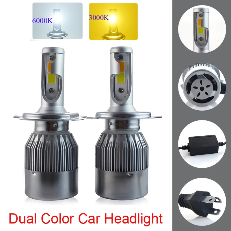 New Design Dual Color Tricolor Car LED Headlight Bulbs H4 H13 9004 9007 72W 7600LM 3000K 6000K Good Quality 2-Colors
New Design Dual Color Tricolor Car LED Headlight Bulbs H4 H13 9004 9007 72W 7600LM 3000K 6000K Good Quality 2-Colors