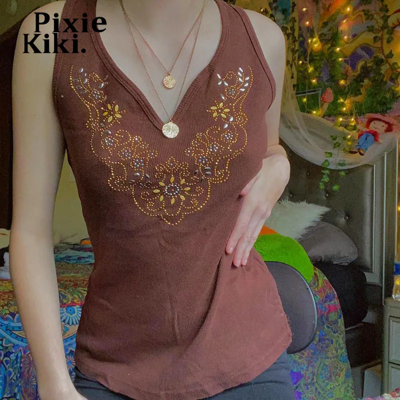 PixieKiki Y2k Top Vintage Fairy Grunge Rhinestone Rib Knit V Neck Sleeveless Tank Top Brown Green Cute Aesthetic Clothes P77BZ10
PixieKiki Y2k Top Vintage Fairy Grunge Rhinestone Rib Knit V Neck Sleeveless Tank Top Brown Green Cute Aesthetic Clothes P77BZ10