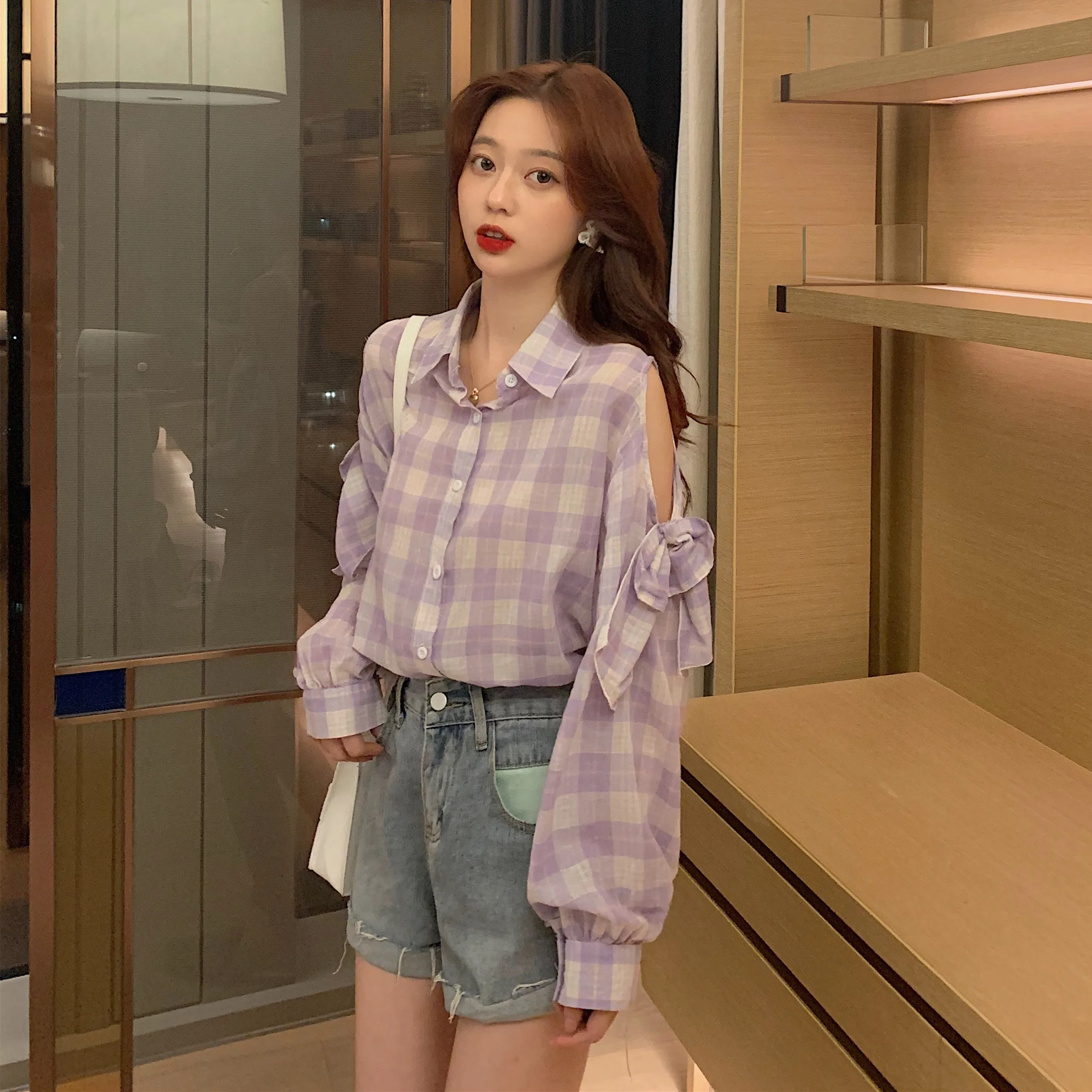 Sweet Bow Plaid Shirt Women's Shirts Ulzzang Japanese Kawaii Ladies Vintage Female Korean Harajuku Cute Clothes for Women
Sweet Bow Plaid Shirt Women's Shirts Ulzzang Japanese Kawaii Ladies Vintage Female Korean Harajuku Cute Clothes for Women