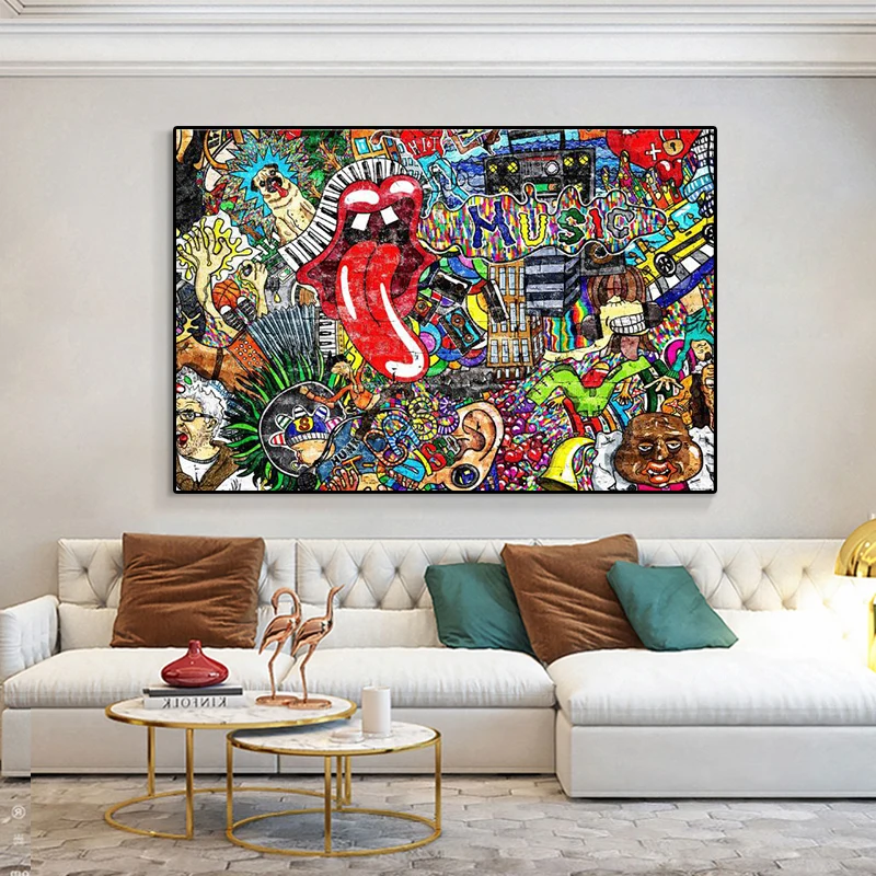 Music Festival Graffiti Canvas Painting Abstract Big Tongue Posters and Prints Street Creative Wall Art Modern Home Decoration
Music Festival Graffiti Canvas Painting Abstract Big Tongue Posters and Prints Street Creative Wall Art Modern Home Decoration
