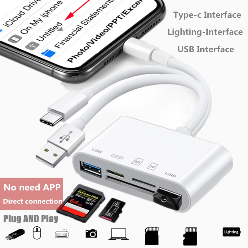 5 IN 1 Multifunction Micro SD/TF Card Readers Flash Drive Camera To Type-C Lightning USB Adapter for Iphone Ipad Macbook Laptop
5 IN 1 Multifunction Micro SD/TF Card Readers Flash Drive Camera To Type-C Lightning USB Adapter for Iphone Ipad Macbook Laptop