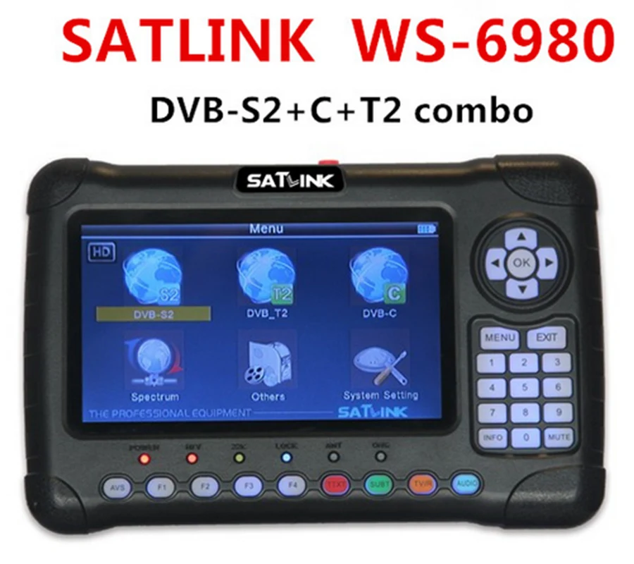 

Satlink WS-6980 Sat Finder HD LCD 7inch Screen DVB-S2/T/T2/C Combo Satlink 6980 Digital Satellite Meter Finder Spectrum Analyzer