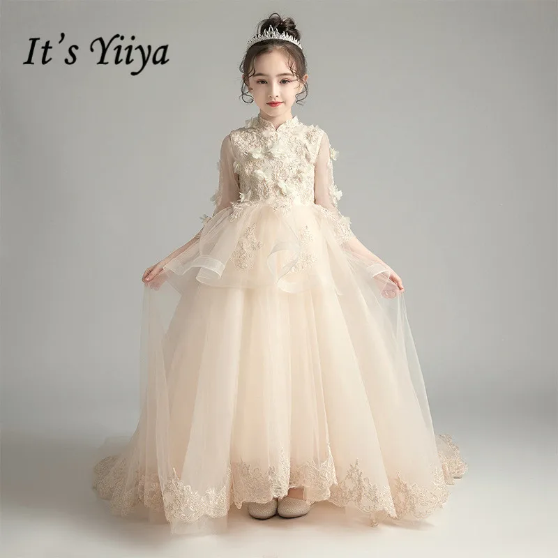 Champagne Flower Girl Dress It's Yiiya B022 Elegant Appliques Tulle Train Princess Dresses Long Flower Girl Dresses for Weddings
Champagne Flower Girl Dress It's Yiiya B022 Elegant Appliques Tulle Train Princess Dresses Long Flower Girl Dresses for Weddings