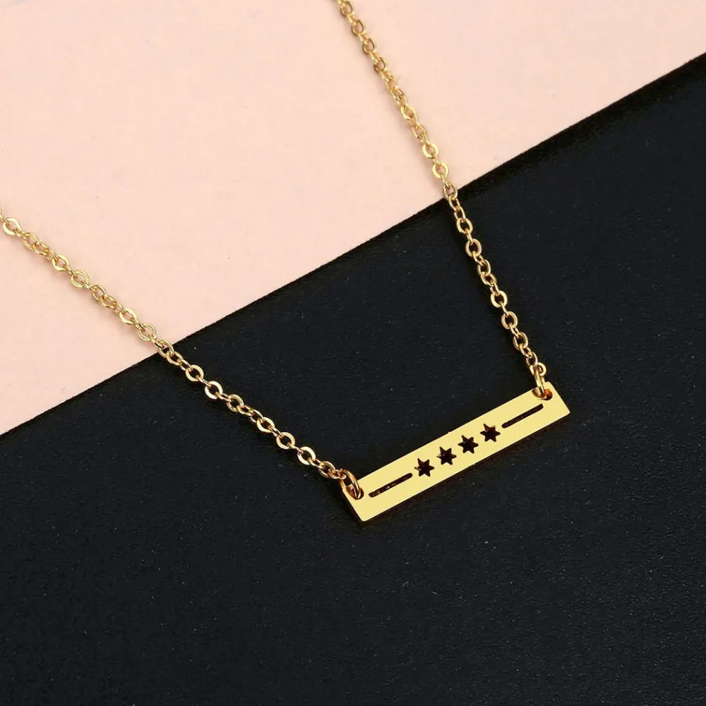 Cxwind Stainless Steel Charm Chicago Flag Necklace 4 Star Four Choker Star Bar Pendant Geometry Colier For Girls Women Gift
Cxwind Stainless Steel Charm Chicago Flag Necklace 4 Star Four Choker Star Bar Pendant Geometry Colier For Girls Women Gift