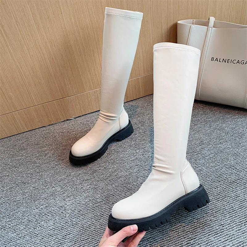 Meotina Long Boots Women Shoes Real Leather Platform Mid Heel Knee High Boots Pleated Ckunky Heels Stretch Boots Beige Size 40
Meotina Long Boots Women Shoes Real Leather Platform Mid Heel Knee High Boots Pleated Ckunky Heels Stretch Boots Beige Size 40