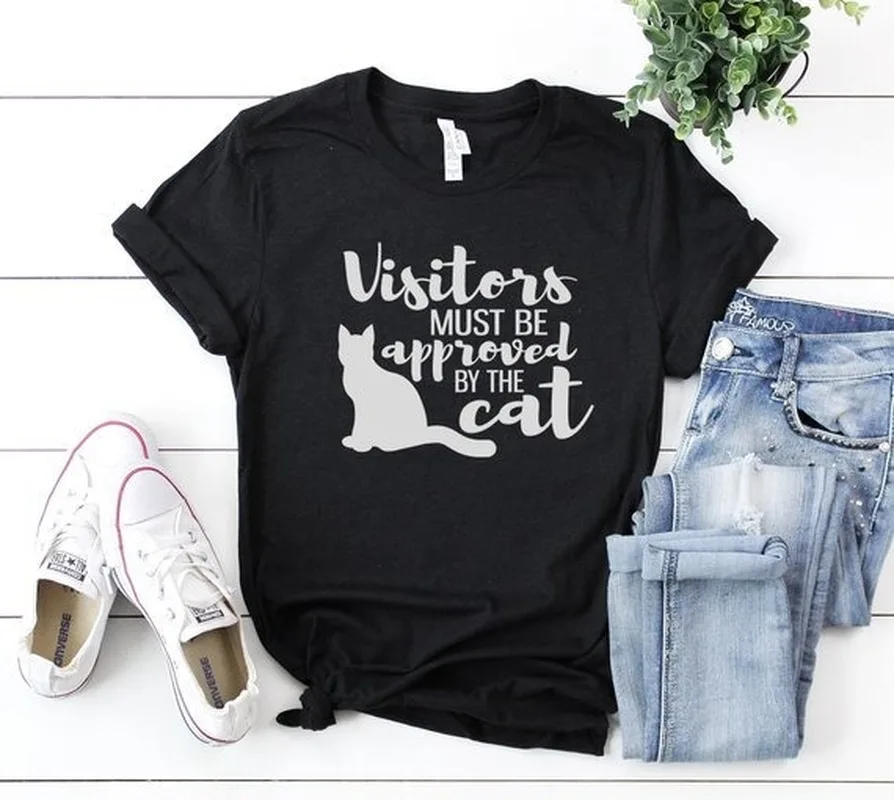 100% Cotton T Shirt Visitor Must Be Approved By Cat Letter Print Women Short Sleeve O Neck Loose Tshirt 2020 Summer Girls Shirt
100% Cotton T Shirt Visitor Must Be Approved By Cat Letter Print Women Short Sleeve O Neck Loose Tshirt 2020 Summer Girls Shirt