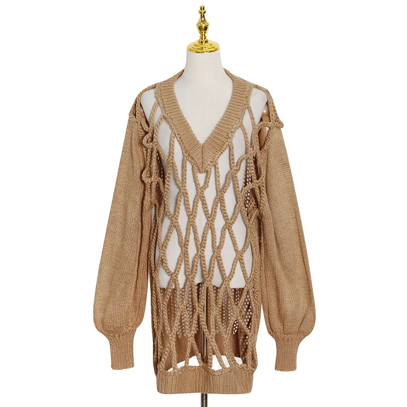 Pure color hollow out long sweater in the new spring 2021 fashion hand-woven hook hollow out loose sweater female temperament
Pure color hollow out long sweater in the new spring 2021 fashion hand-woven hook hollow out loose sweater female temperament