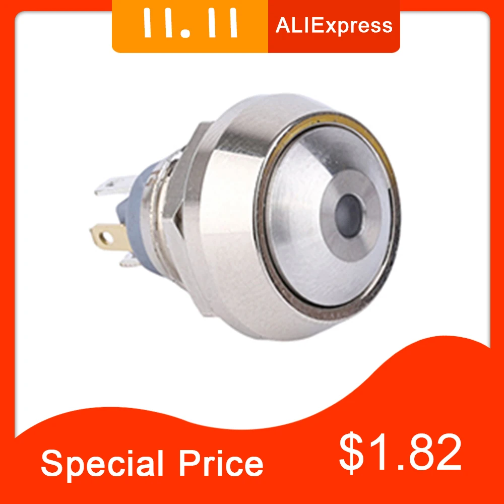 12mm push button switch Momentary switch metal material for kitchen 1NO ON OFF with light, waterproof 3-24V 110V
12mm push button switch Momentary switch metal material for kitchen 1NO ON OFF with light, waterproof 3-24V 110V