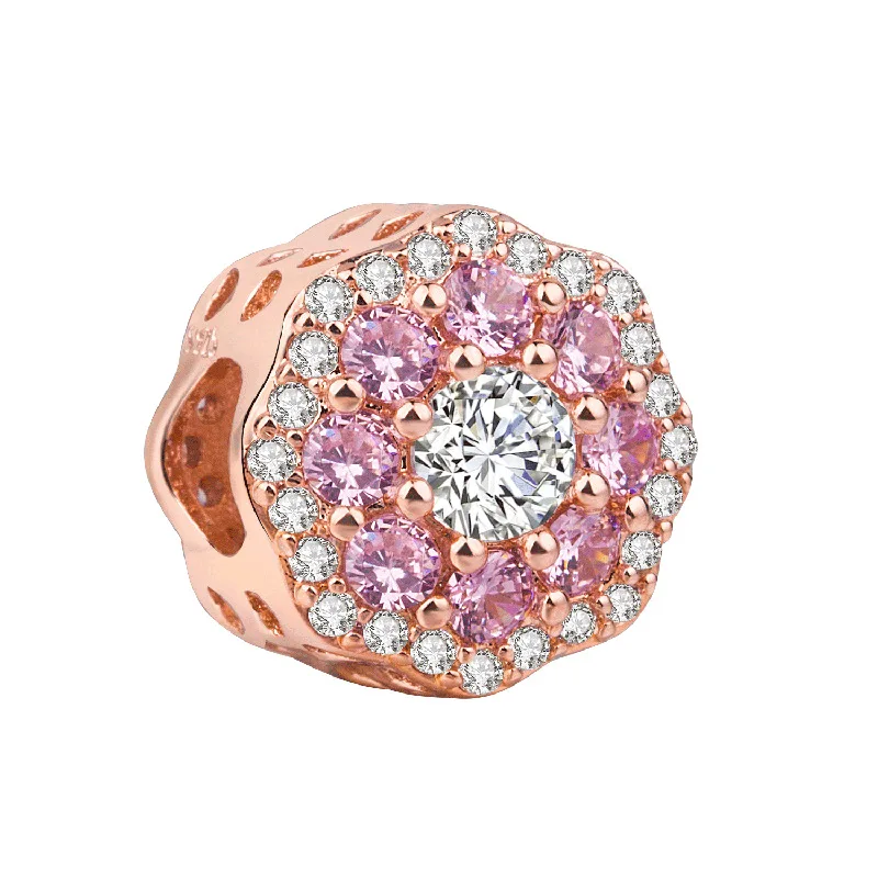 Genuine 925 Sterling Silver Charm Rose Gold Pink Sparkle Flower With Crystal Beads Fit pandora Bracelet & Necklace Diy Jewelry
Genuine 925 Sterling Silver Charm Rose Gold Pink Sparkle Flower With Crystal Beads Fit pandora Bracelet & Necklace Diy Jewelry