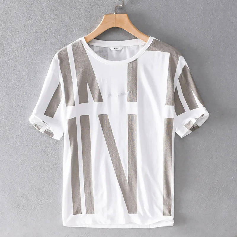 Linen Viscose Fiber Breathable Anti-static Soft Quality Fashion Print Man T Shirt Summer White Short Sleeve O-neck Men T-shirt
Linen Viscose Fiber Breathable Anti-static Soft Quality Fashion Print Man T Shirt Summer White Short Sleeve O-neck Men T-shirt