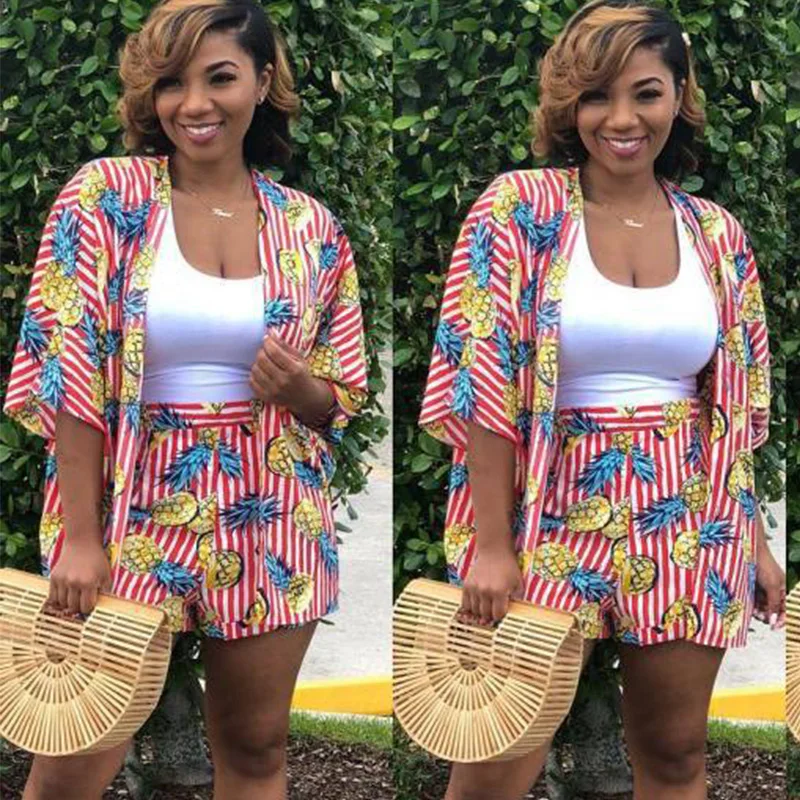 Комплект из двух предметов для отпуска, Повседневный Кардиган с принтом ананасов, Длинный топ с рукавом до локтя и шорты, Пляжная свободная ...
Комплект из двух предметов для отпуска, Повседневный Кардиган с принтом ананасов, Длинный топ с рукавом до локтя и шорты, Пляжная свободная ...