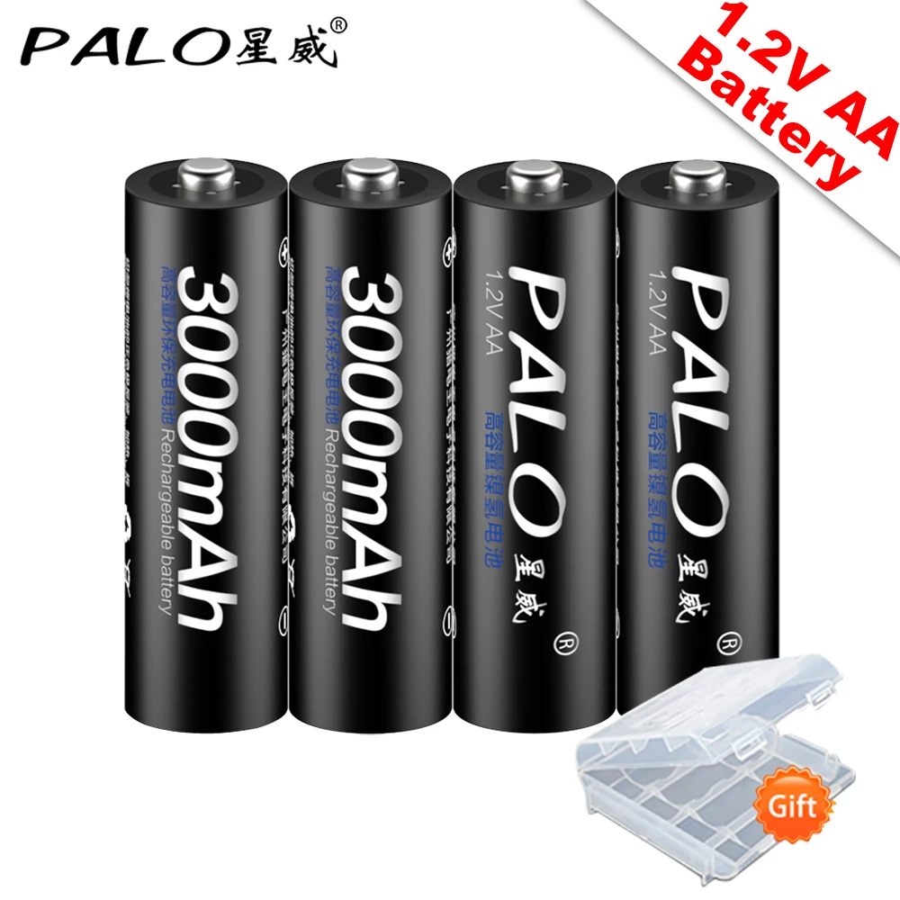 

PALO 100% Original 1.2V AA Rechargeable Batteries 3000mAh Ni-MH AA Rechargeble Battery for camera Anti-dropping toy car
