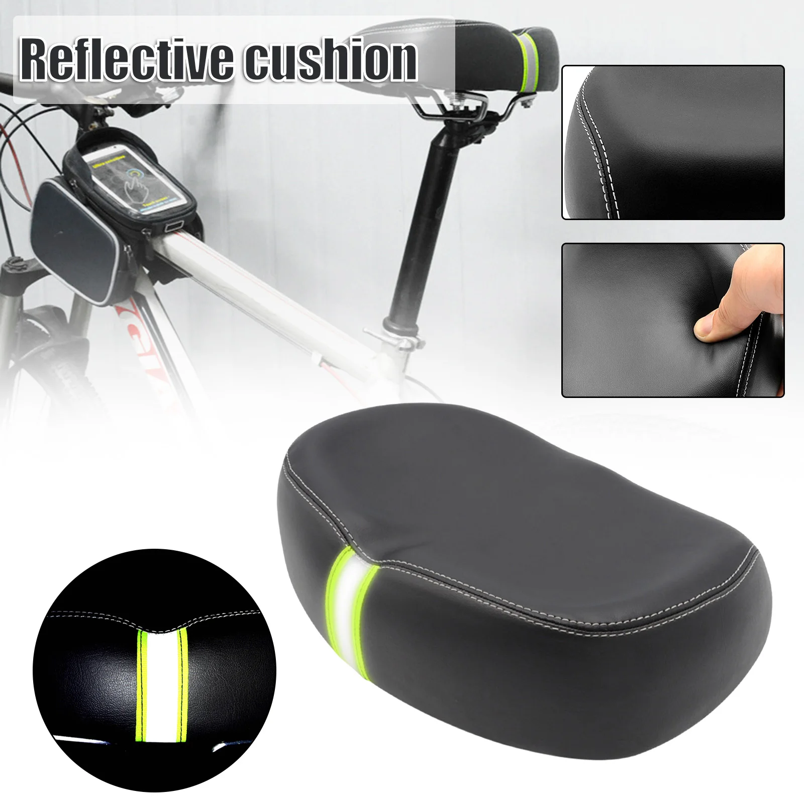 Bicycle Saddle Widen Soft Seat With Reflective Stickers Breathable Cushion for Mountain Bike PUZ777
Bicycle Saddle Widen Soft Seat With Reflective Stickers Breathable Cushion for Mountain Bike PUZ777