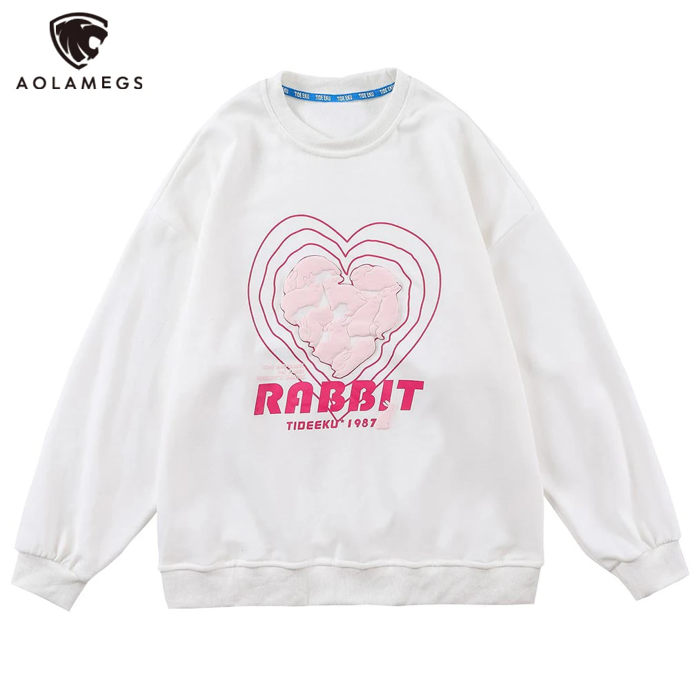 Aolamegs Cute Bunny Rabbit Patch Heart Print Sweatshirt Men Casual Loose Fashion College Style Pullover Couple Streetwear Autumn
Aolamegs Cute Bunny Rabbit Patch Heart Print Sweatshirt Men Casual Loose Fashion College Style Pullover Couple Streetwear Autumn