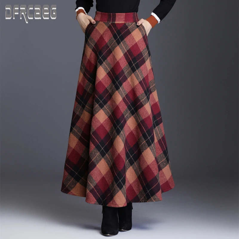 New Plaid Elegant Vintage Thick Woolen Skirt With Lining 2021 Winter Elastic High Waist A-Line Pockets Midi Skirts For Women
New Plaid Elegant Vintage Thick Woolen Skirt With Lining 2021 Winter Elastic High Waist A-Line Pockets Midi Skirts For Women