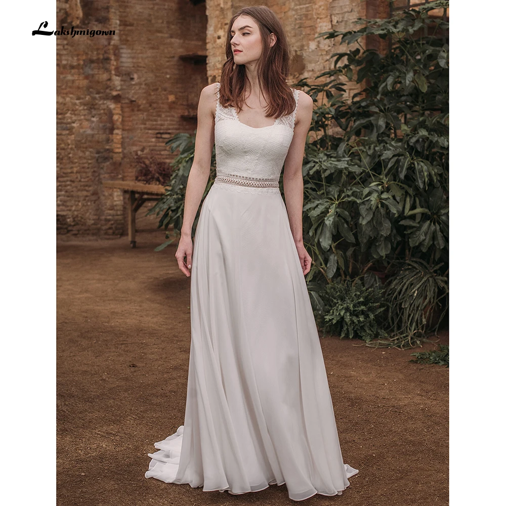 Lakshmigown Boho Sleeveless Open Back Lace Bocide Chiffon Wedding Dresses Bohemian style A Line robe de rception de mariage
Lakshmigown Boho Sleeveless Open Back Lace Bocide Chiffon Wedding Dresses Bohemian style A Line robe de rception de mariage