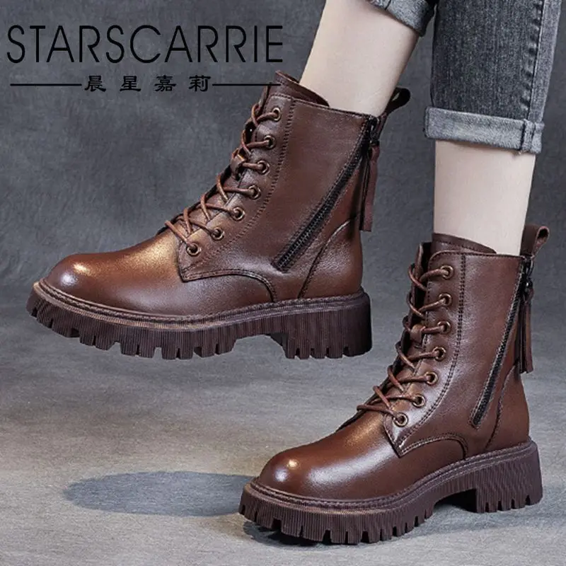 Retro riding boots women's spring and autumn 2021 new color first layer cowhide thick-soled increased zipper single boots
Retro riding boots women's spring and autumn 2021 new color first layer cowhide thick-soled increased zipper single boots