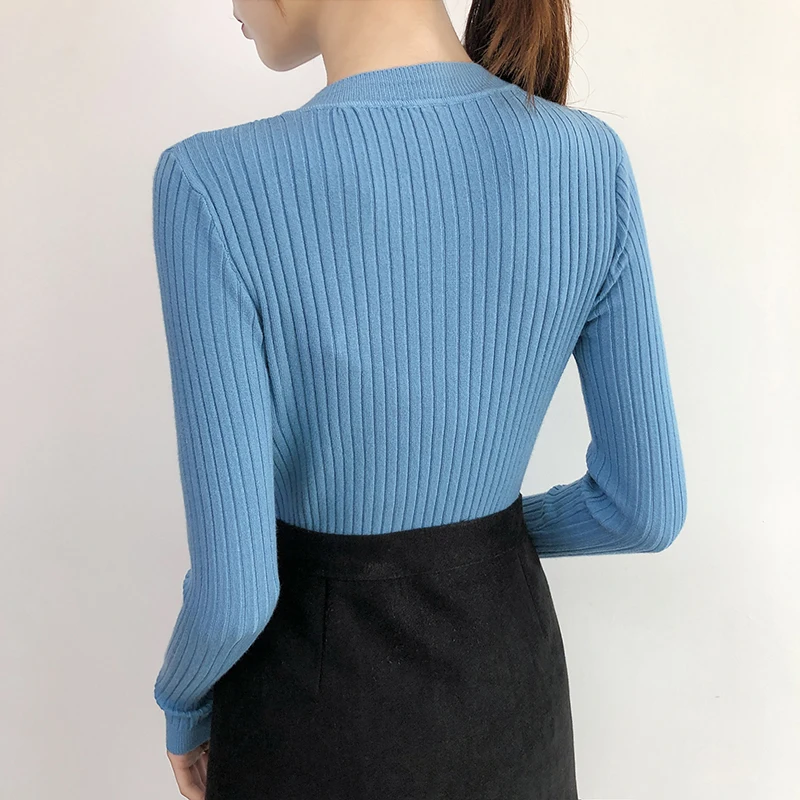Fashion 2019 New Autumn Winter Women Sweater Knitted Long Sleeve O-Neck Sexy Slim Office Lady Button Casual Sweaters Tops 
Fashion 2019 New Autumn Winter Women Sweater Knitted Long Sleeve O-Neck Sexy Slim Office Lady Button Casual Sweaters Tops