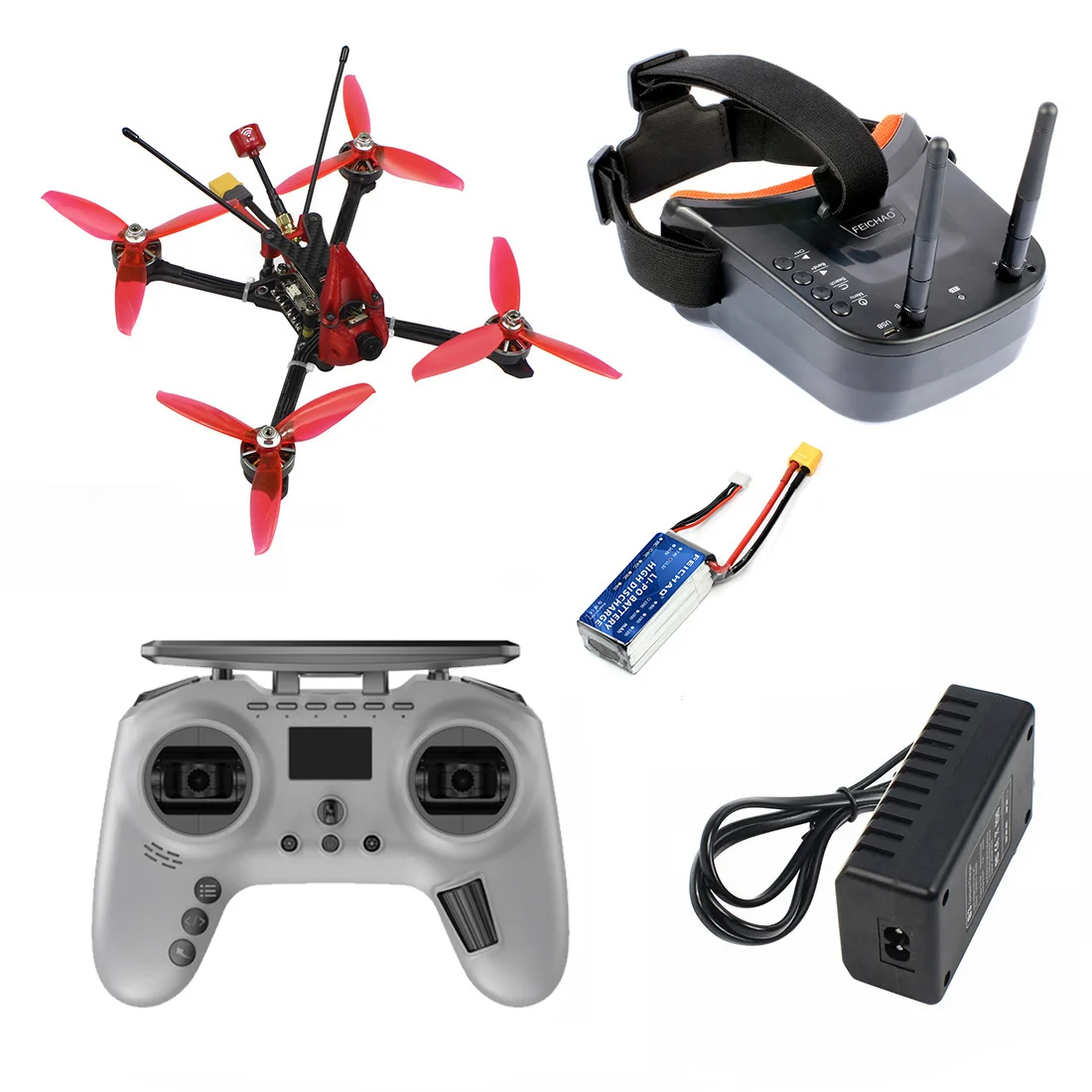 

DIY Ti210 210mm 5inch FPV Drone 3-4S With 1200TVL Camera 2306 2400KV Motor With Remote Control RC Quadcopter T-Lite TX Airplane