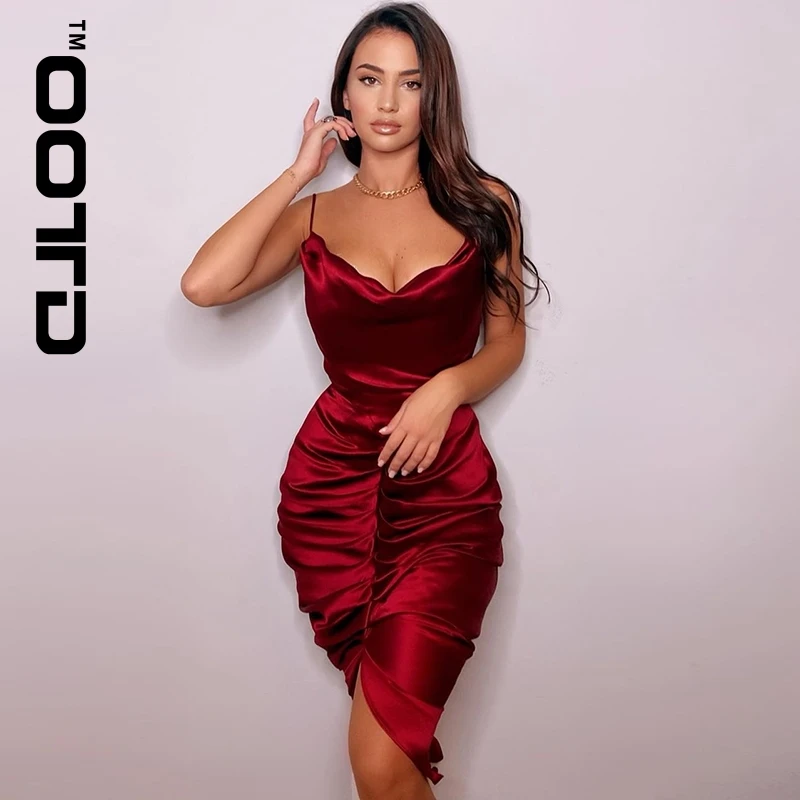 Suspender Satin Party Dress Women Red Spaghetti Straps Cowl Neck Ruched Backless Sexy Long Dresses Summer Club Vestidos 2021 New
Suspender Satin Party Dress Women Red Spaghetti Straps Cowl Neck Ruched Backless Sexy Long Dresses Summer Club Vestidos 2021 New