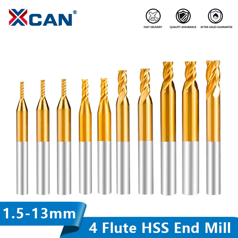 XCAN HSS Milling Cutter 4 Flute Router Bit 1.5-13mm Titanium Coated End Mill for CNC Machine Aluminum Milling Tool Metal Cutter
XCAN HSS Milling Cutter 4 Flute Router Bit 1.5-13mm Titanium Coated End Mill for CNC Machine Aluminum Milling Tool Metal Cutter