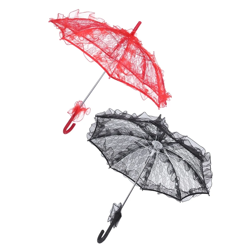 2Pcs Lace Parasol Wedding Lace Flower Wedding Bride Parasol Umbrella, Red & Black 
2Pcs Lace Parasol Wedding Lace Flower Wedding Bride Parasol Umbrella, Red & Black