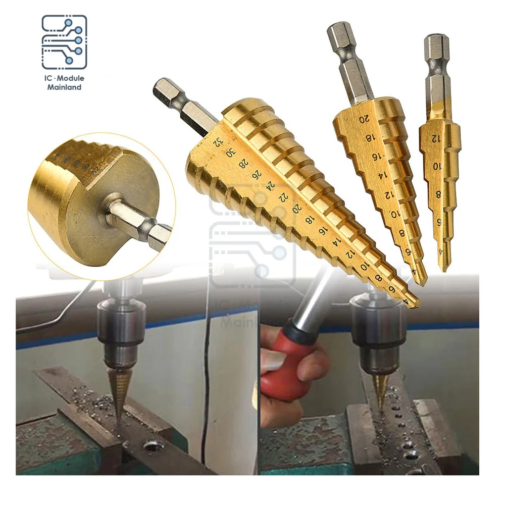 HSS Titanium Coated Step Drill Bit Drilling Power Tools 4-12 4-20 4-32 Metal High Speed Steel Wood Hole Cutter Cone Drill
HSS Titanium Coated Step Drill Bit Drilling Power Tools 4-12 4-20 4-32 Metal High Speed Steel Wood Hole Cutter Cone Drill