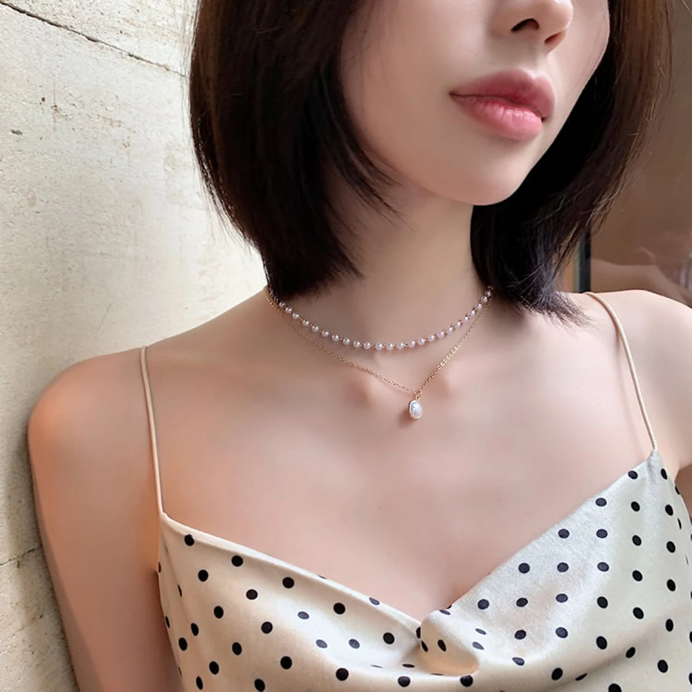 Korean Lady Temperament Cute Double Layer Pearl Dangle Clavicle Chain Necklace Fashion Super Fairy Girl Wild Jewelry
Korean Lady Temperament Cute Double Layer Pearl Dangle Clavicle Chain Necklace Fashion Super Fairy Girl Wild Jewelry