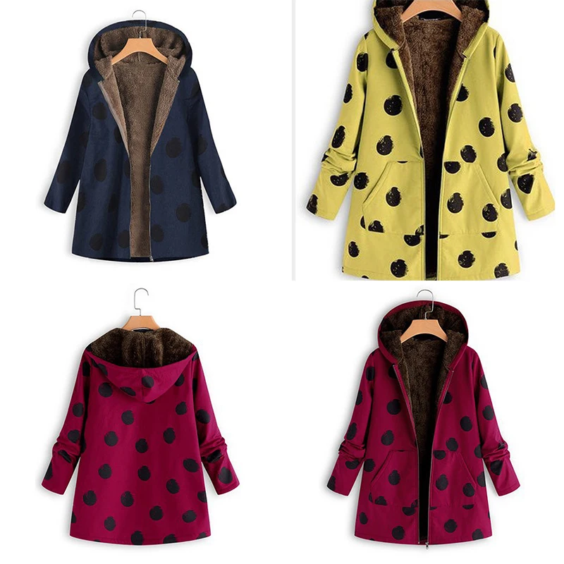 Tide Winter Warm Parka Women Coat Ladies Tops Outwear Long Sleeve Polka Dots Pattern Coat 
Tide Winter Warm Parka Women Coat Ladies Tops Outwear Long Sleeve Polka Dots Pattern Coat