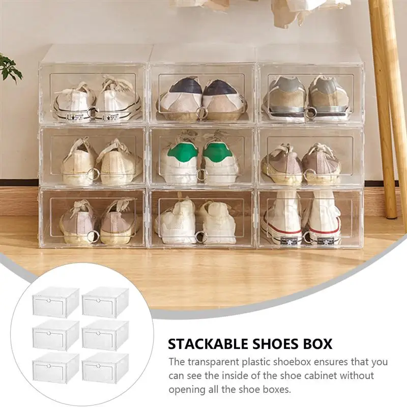 6Pcs Transparent Shoes Storage Boxes Drawer Type Shoes Container Shoes Case 
6Pcs Transparent Shoes Storage Boxes Drawer Type Shoes Container Shoes Case