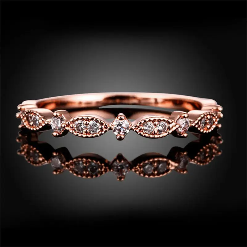 Кольцо женское розовое золото 3 цвета с фианитами стразы | Украшения и аксессуары