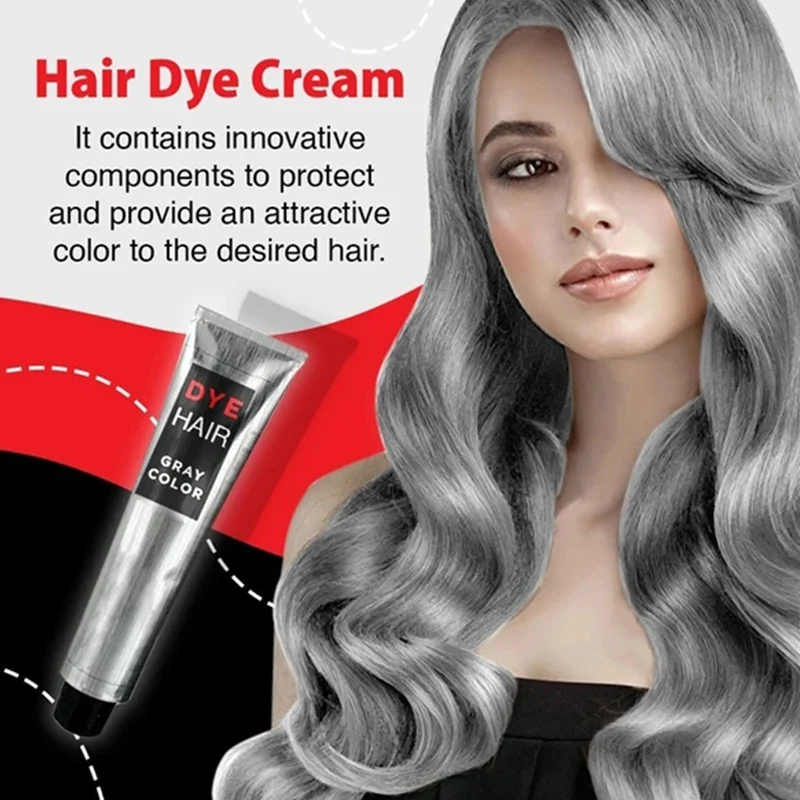 

Gray Hair Dye Cream Punk Style Nature Permanent Light Grey Silver Unisex Nourishing Hair Dye Color Cream Cosmetic Hair Care