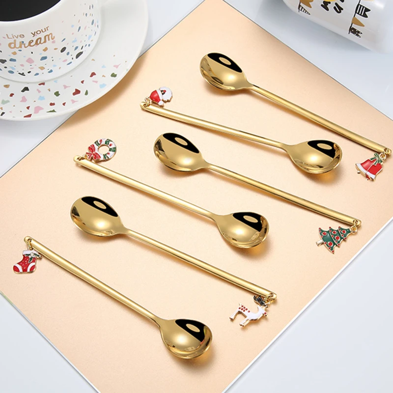 Multifunctional Coffee Spoons Christmas Dessert Stainless Steel Ice Cream Sugar Coffee Scoops Kitchen Tableware New Year Gifts
Multifunctional Coffee Spoons Christmas Dessert Stainless Steel Ice Cream Sugar Coffee Scoops Kitchen Tableware New Year Gifts