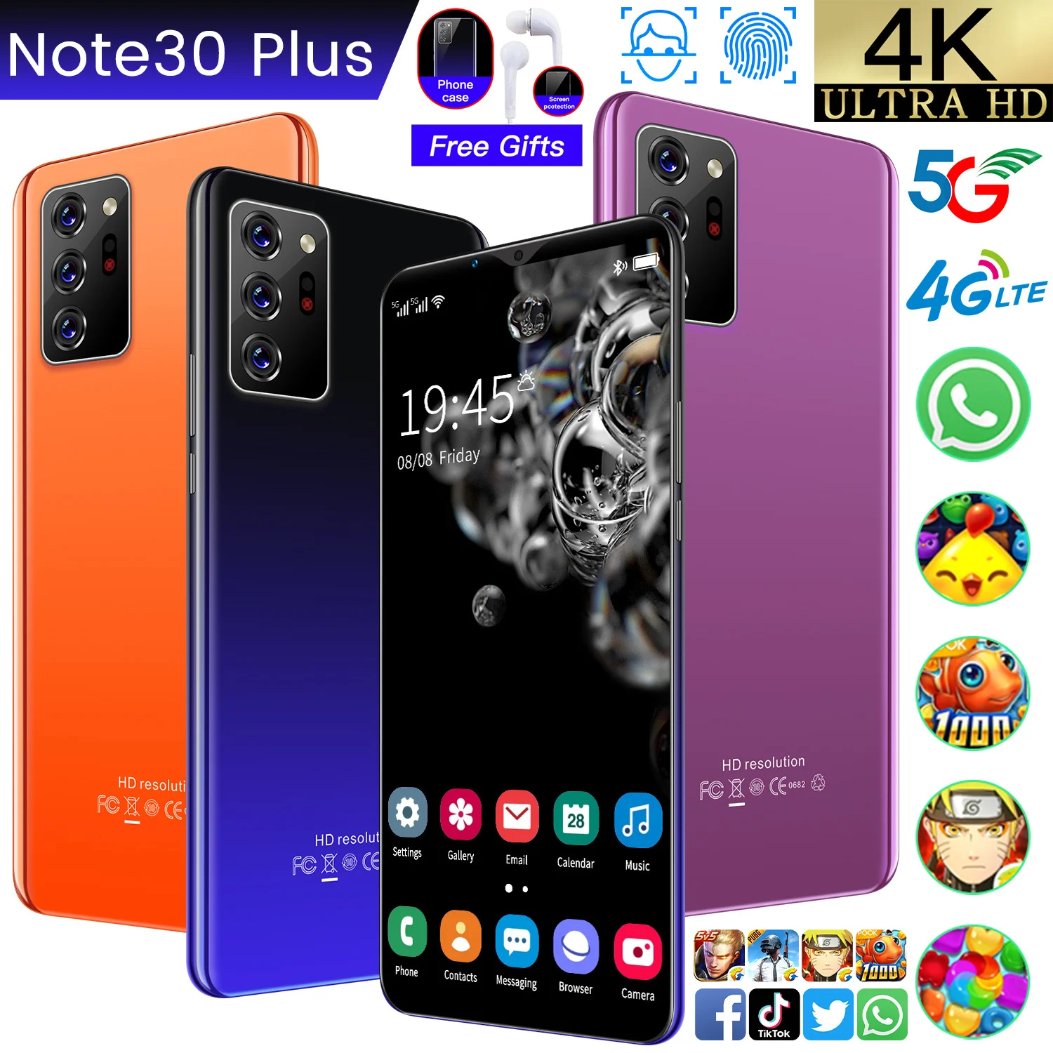 Global Version Note30 Plus Smartphone 5000mAh 12+512GB Android 10 13+24MP Full Screen Support Face ID 4G 5G 6.1 Inch Cell Phone
Global Version Note30 Plus Smartphone 5000mAh 12+512GB Android 10 13+24MP Full Screen Support Face ID 4G 5G 6.1 Inch Cell Phone