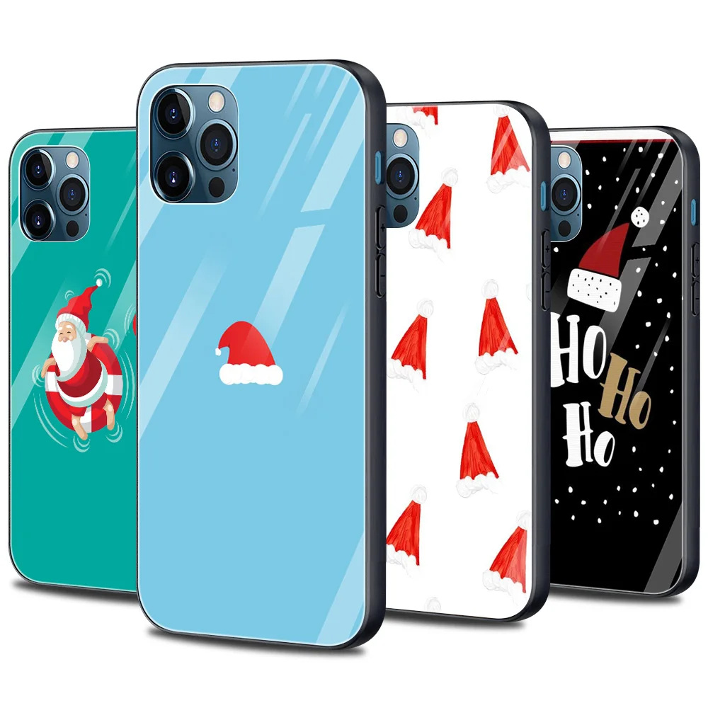 Glass Smartphone Case For iPhone 12 11 Pro Max XS XR X 7 8 Plus 12 Mini SE 2020 Black Silicone Cover Christmas hat&stocking 
Glass Smartphone Case For iPhone 12 11 Pro Max XS XR X 7 8 Plus 12 Mini SE 2020 Black Silicone Cover Christmas hat&stocking