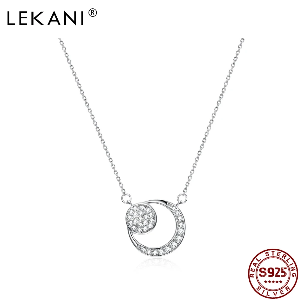 

LEKANI Necklaces For Women 925 Sterling Silver Zircon Crescent Moon Shape Popular Jewelry Valentine Day Gift Hot Sale 2021