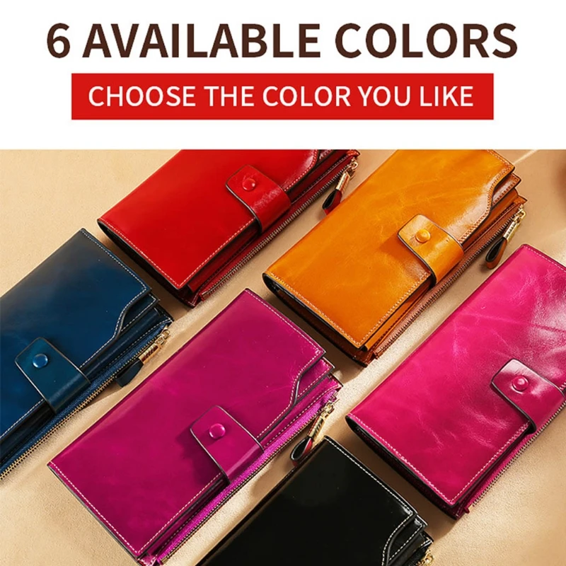High Quality Women's RFID Blocking Large Capacity Luxury Wax Split Leather Clutch Wallet Card Holder Organizer Ladies Purse
High Quality Women's RFID Blocking Large Capacity Luxury Wax Split Leather Clutch Wallet Card Holder Organizer Ladies Purse