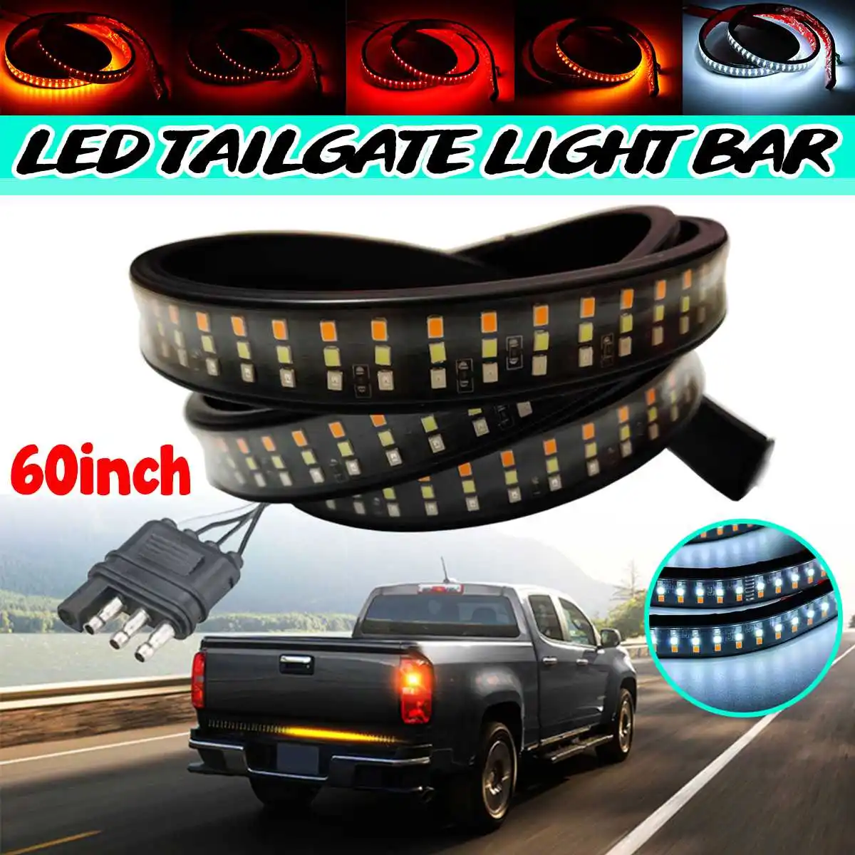60Inch 432LED Dynamic Tailgate Light Bar Strip 8 Modes Running Board Lights Scanning Turn Signal Reverse Brake Warning Lamp
60Inch 432LED Dynamic Tailgate Light Bar Strip 8 Modes Running Board Lights Scanning Turn Signal Reverse Brake Warning Lamp