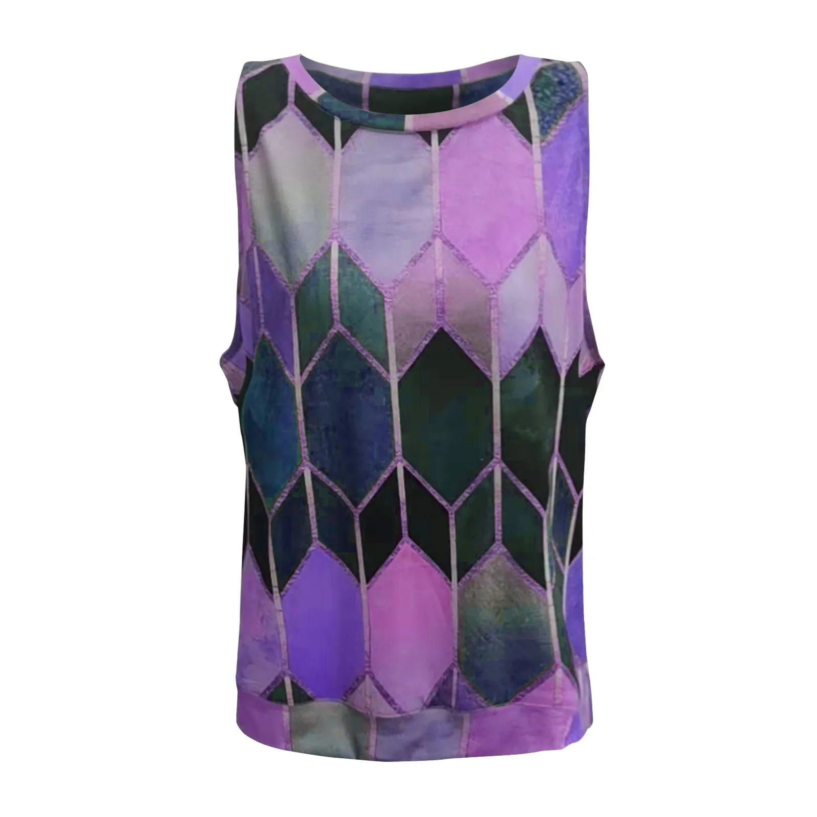 40# Sexy Sleeveless Tank Top Shirt 2021 Casual Diamond Prints Women Blouse Elegant Loose Ladies Round-neck Blouse Blusas Mujer
40# Sexy Sleeveless Tank Top Shirt 2021 Casual Diamond Prints Women Blouse Elegant Loose Ladies Round-neck Blouse Blusas Mujer