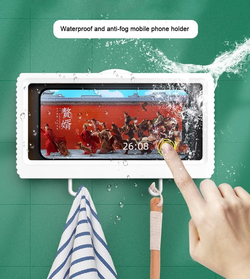 Bathroom Waterproof Mobile Phone Box Touch Screen Household Multifunctional Wall Hanging Mobile Phone Holder
Bathroom Waterproof Mobile Phone Box Touch Screen Household Multifunctional Wall Hanging Mobile Phone Holder
