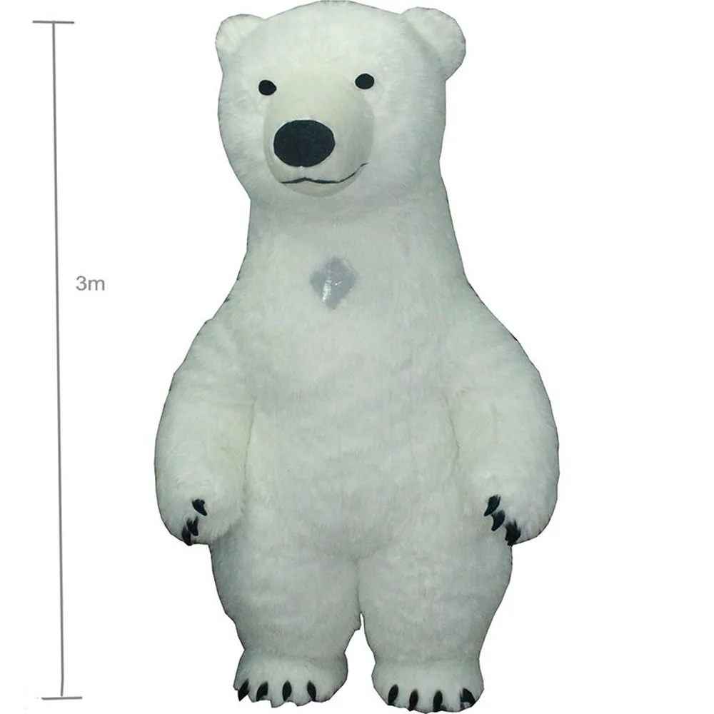 

3m White Bea Mascot Costume for Adult Inflatable Polar Bear Costume Advertising for Fantasias Homem Customize Tall Short Hair
