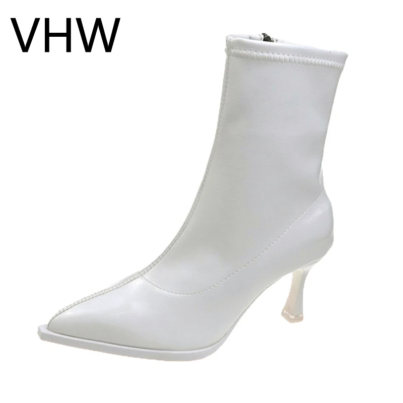 2021 Autumn High Heels Women Ankle Boots Thin Heels Pointed Toe Female Shoes Winter Women Elegant White PU Leather Short Boots
2021 Autumn High Heels Women Ankle Boots Thin Heels Pointed Toe Female Shoes Winter Women Elegant White PU Leather Short Boots