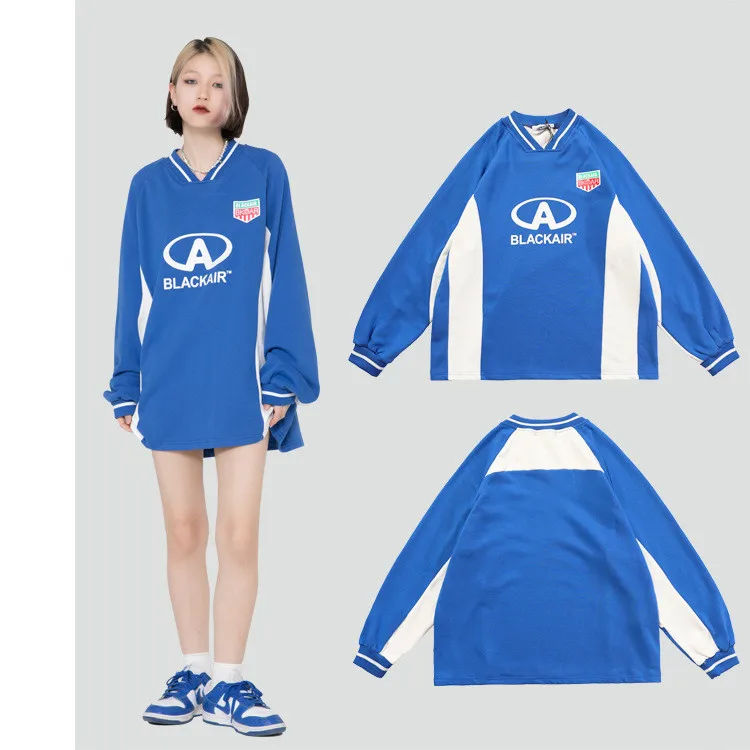 2021 Fall And Winter New Football Jersey Long Sleeve T-shirt Loose Falling Shoulder Color Blocking Turtleneck V-Neck Sweater
2021 Fall And Winter New Football Jersey Long Sleeve T-shirt Loose Falling Shoulder Color Blocking Turtleneck V-Neck Sweater