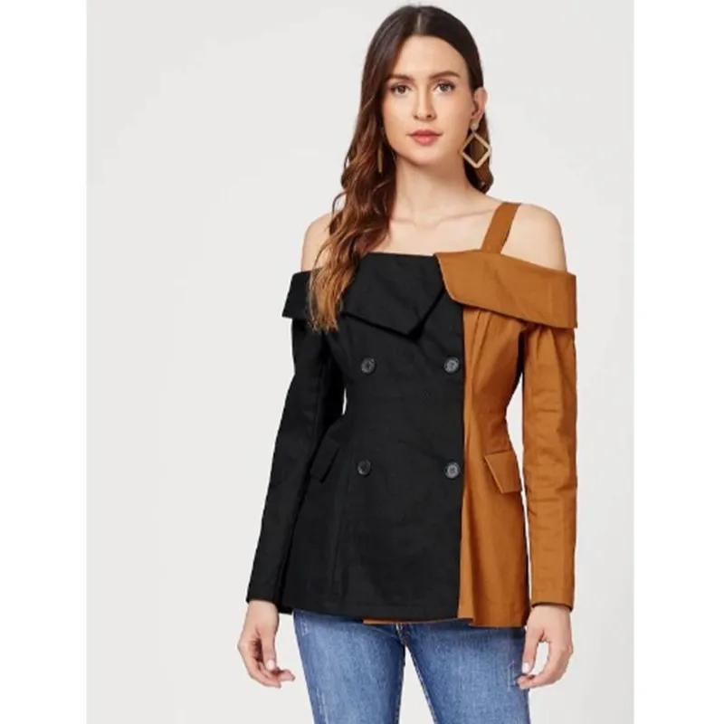 2021 European and American new female suit color matching double-breasted casual fashion jacket
2021 European and American new female suit color matching double-breasted casual fashion jacket