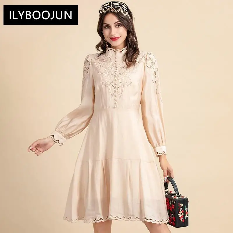 New 2021 Fashion Runway Autumn Mini Dress Women's Stand-up collar Hollow out Embroidered Solid Short Party Dress
New 2021 Fashion Runway Autumn Mini Dress Women's Stand-up collar Hollow out Embroidered Solid Short Party Dress