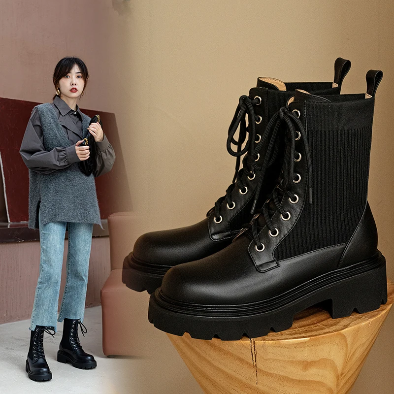 Women ankle boots natural leather 22-24.5cm Autumn and winter Cowhide upper+knitted boot tube Sock boots women shoes black shoes
Women ankle boots natural leather 22-24.5cm Autumn and winter Cowhide upper+knitted boot tube Sock boots women shoes black shoes