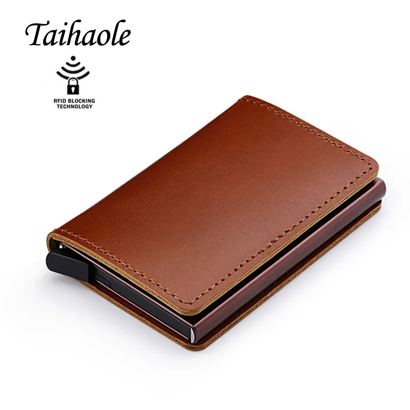 Держатель для кредитных карт Taihaole из 100% натуральной кожи алюминиевый