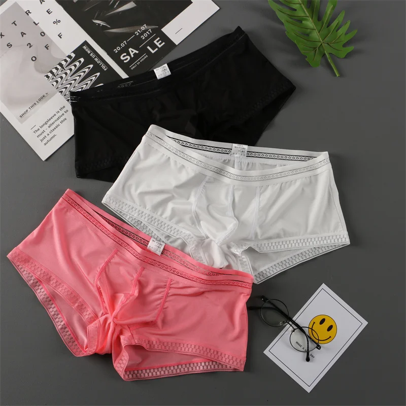 New 3PC Mens Sexy Underwear Boxers Translucent Underwear Ice Silk Panties Large Size Men's Shorts With Print Low-Rise Breathable
New 3PC Mens Sexy Underwear Boxers Translucent Underwear Ice Silk Panties Large Size Men's Shorts With Print Low-Rise Breathable