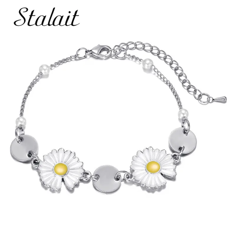 2020 New Round Silver Color Bracelets Yellow Chrysanthemum Daisy Pearl Chain Charm Bracelet For Women Wholesale Lots Luxury
2020 New Round Silver Color Bracelets Yellow Chrysanthemum Daisy Pearl Chain Charm Bracelet For Women Wholesale Lots Luxury